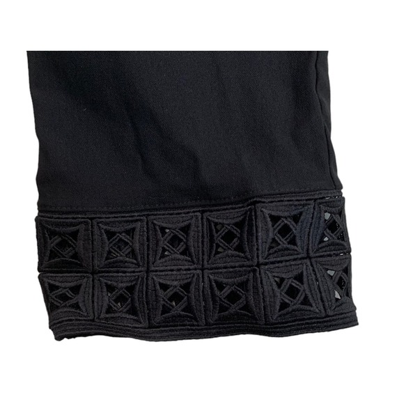 Chicos women size 8 Black Ankle Pants 4 Way stretch Lace Trim High Rise Pull On - Picture 3 of 8